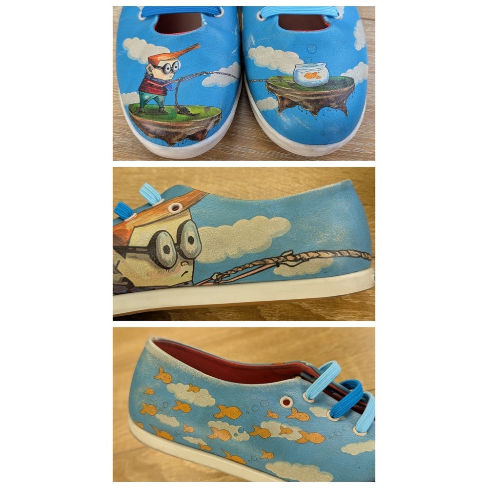 DOGO.Com Shoes Womens Vegan Leather Hand Painted Sneakers Size 41 Street Art